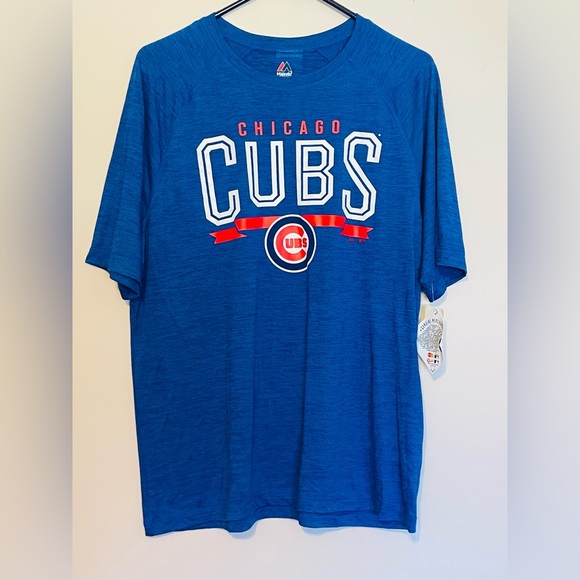 Majestic Men's Blue Chicago Cubs T-Shirt Large Baseball - Picture 1 of 8